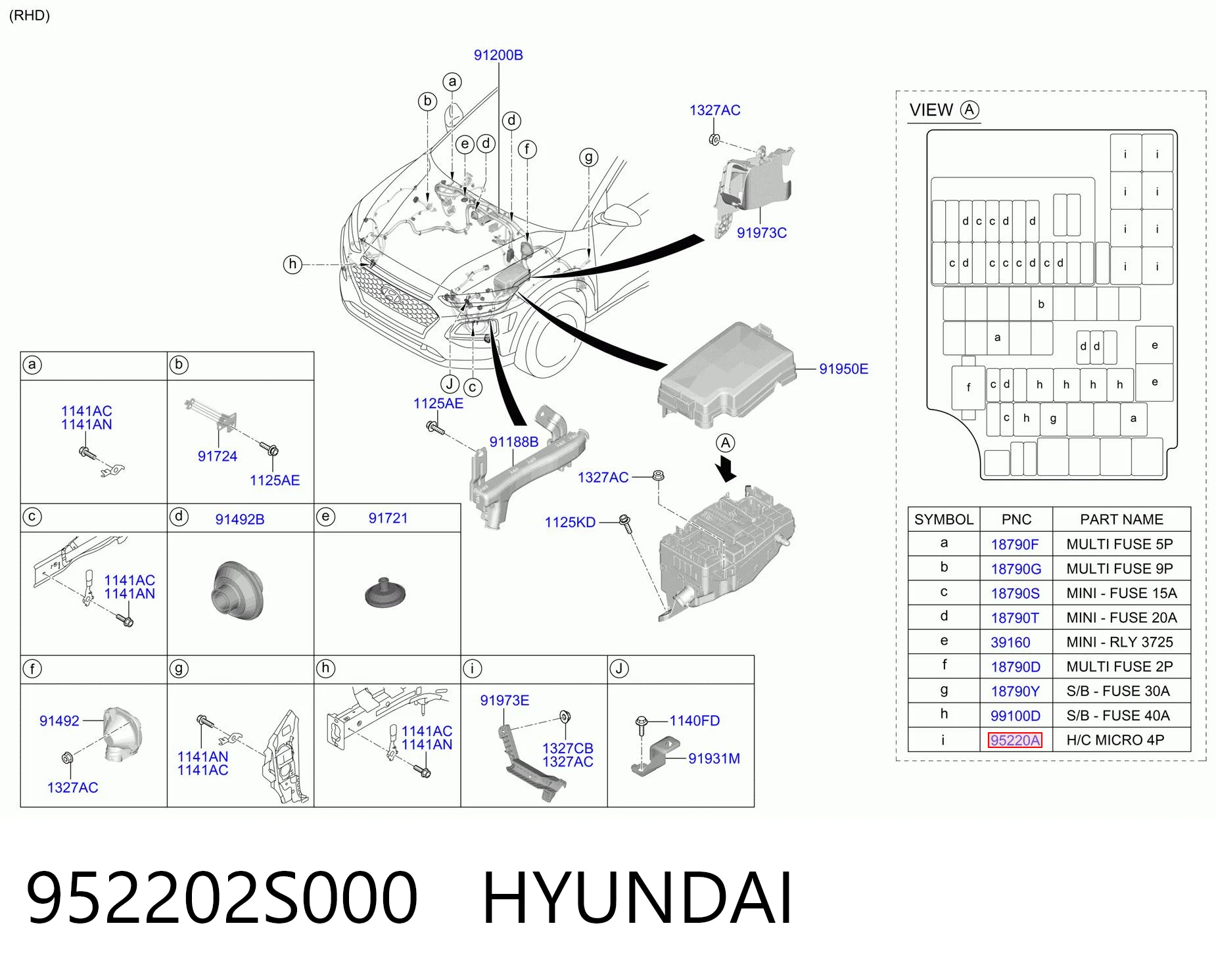 952202S000 Hyundai/Kia Relê elétrico multifuncional