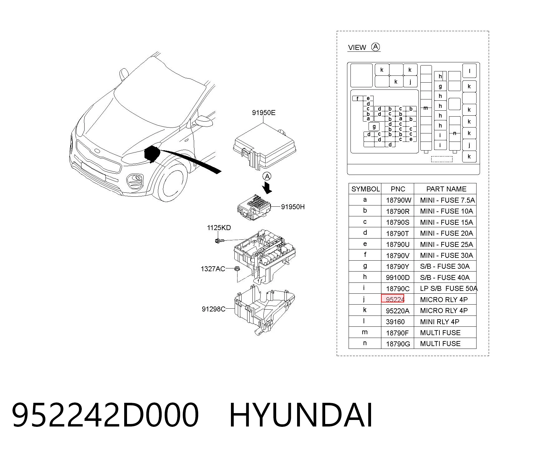952242D000 Hyundai/Kia Relê do motor de arranco