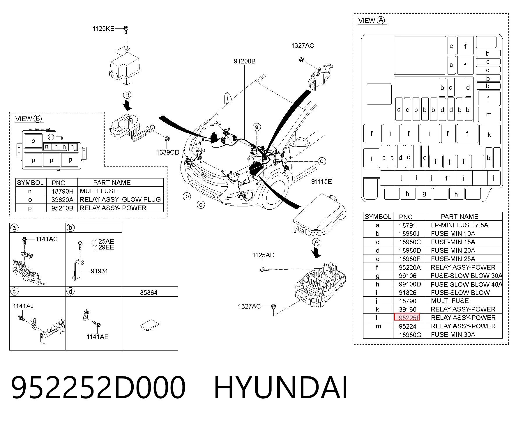 952252D000 Hyundai/Kia Relê elétrico multifuncional