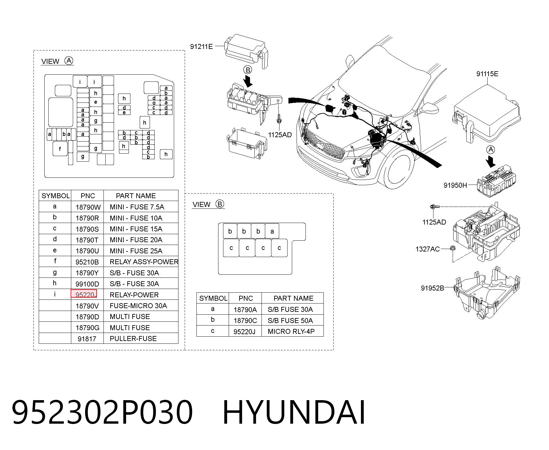 952302P030 Hyundai/Kia Relê de ventilador
