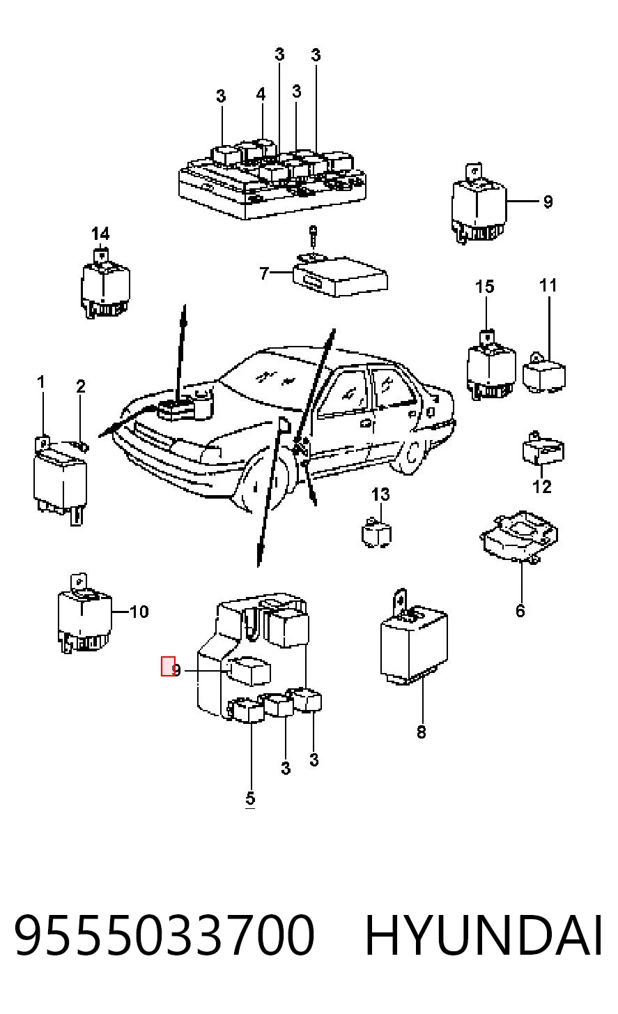9555033700 Hyundai/Kia Relê de pisca-pisca