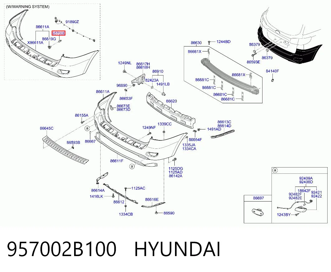 957002B100 Hyundai/Kia Sensor traseiro de sinalização de estacionamento (sensor de estacionamento)