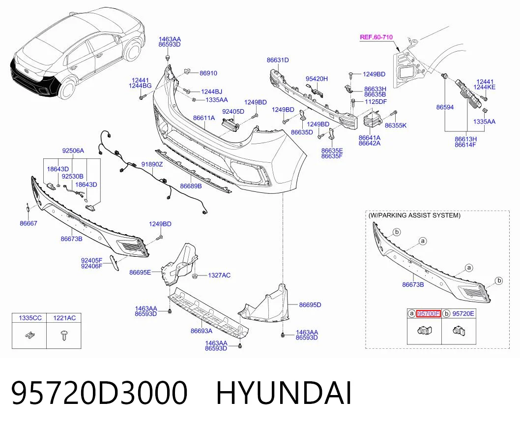 95720D3000 Hyundai/Kia Sensor dianteiro de sinalização de estacionamento (sensor de estacionamento)