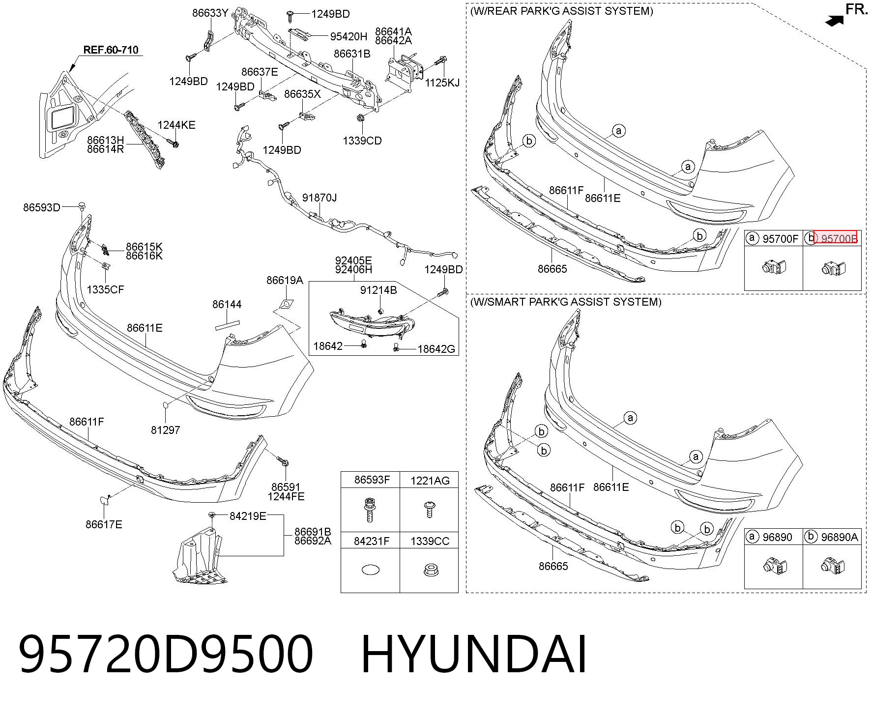 95720D9500 Hyundai/Kia Sensor traseiro de sinalização de estacionamento (sensor de estacionamento)