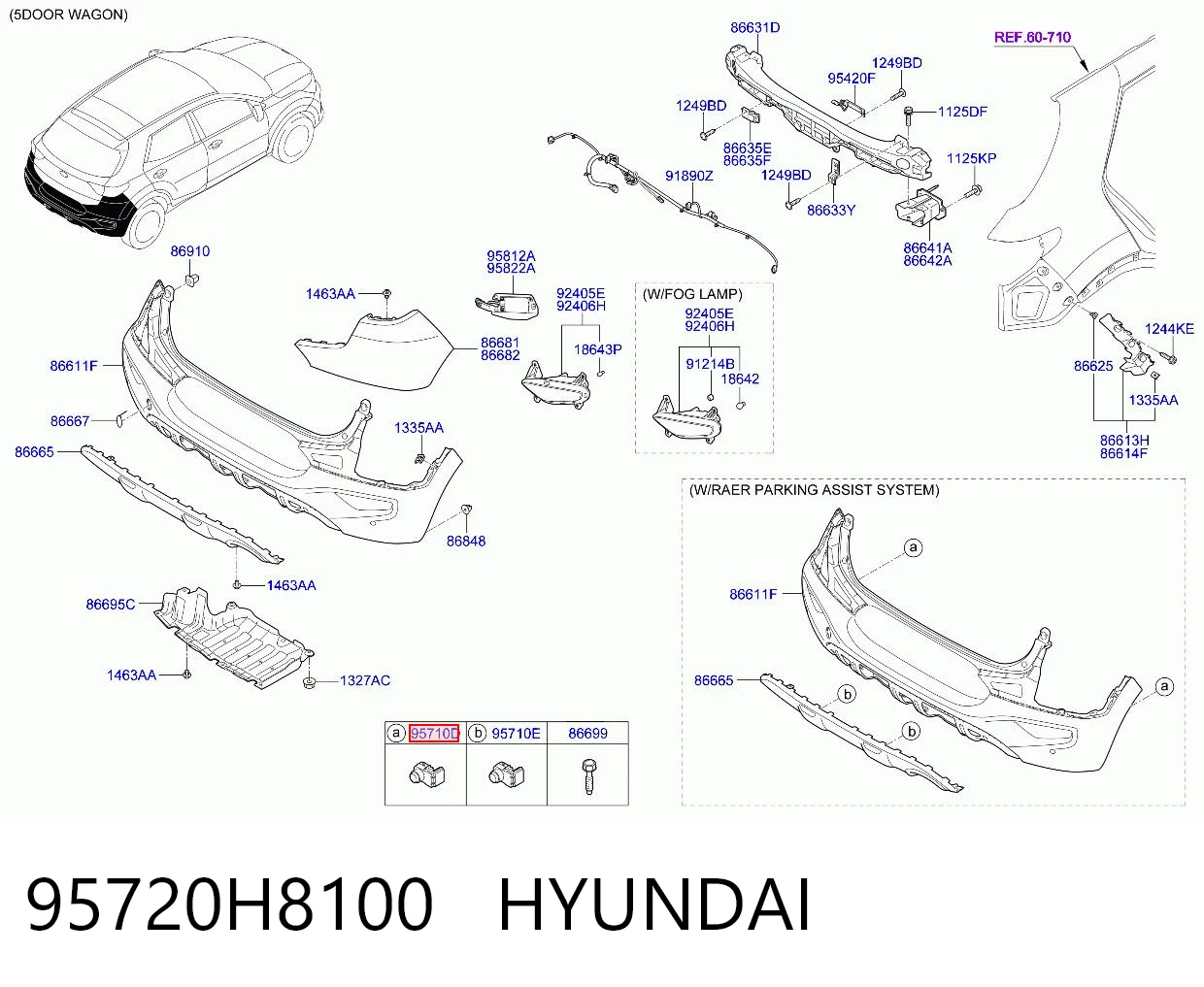 95720H8100 Hyundai/Kia Sensor traseiro lateral de sinalização de estacionamento (sensor de estacionamento)