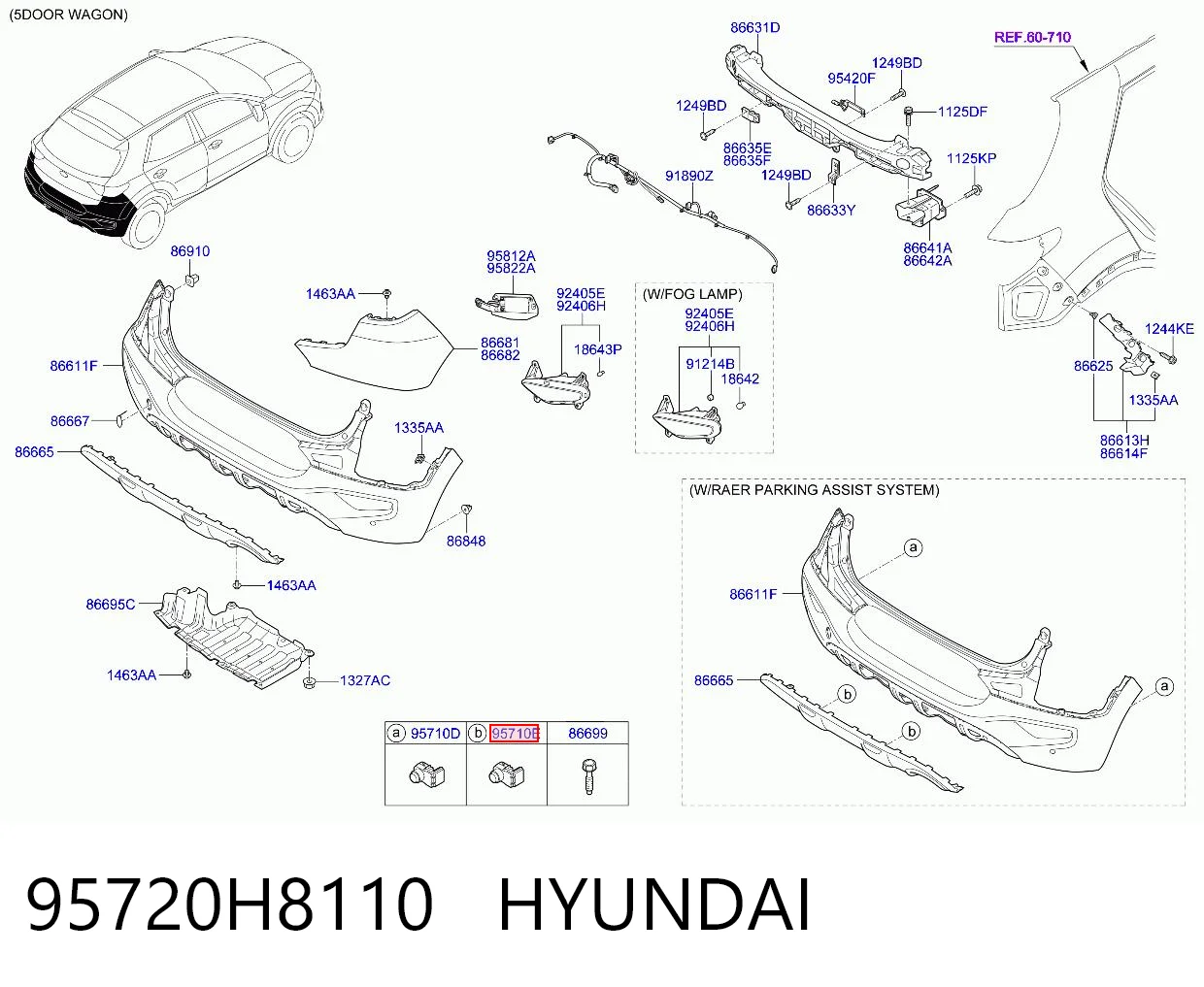 95720H8110 Hyundai/Kia Sensor traseiro lateral de sinalização de estacionamento (sensor de estacionamento)