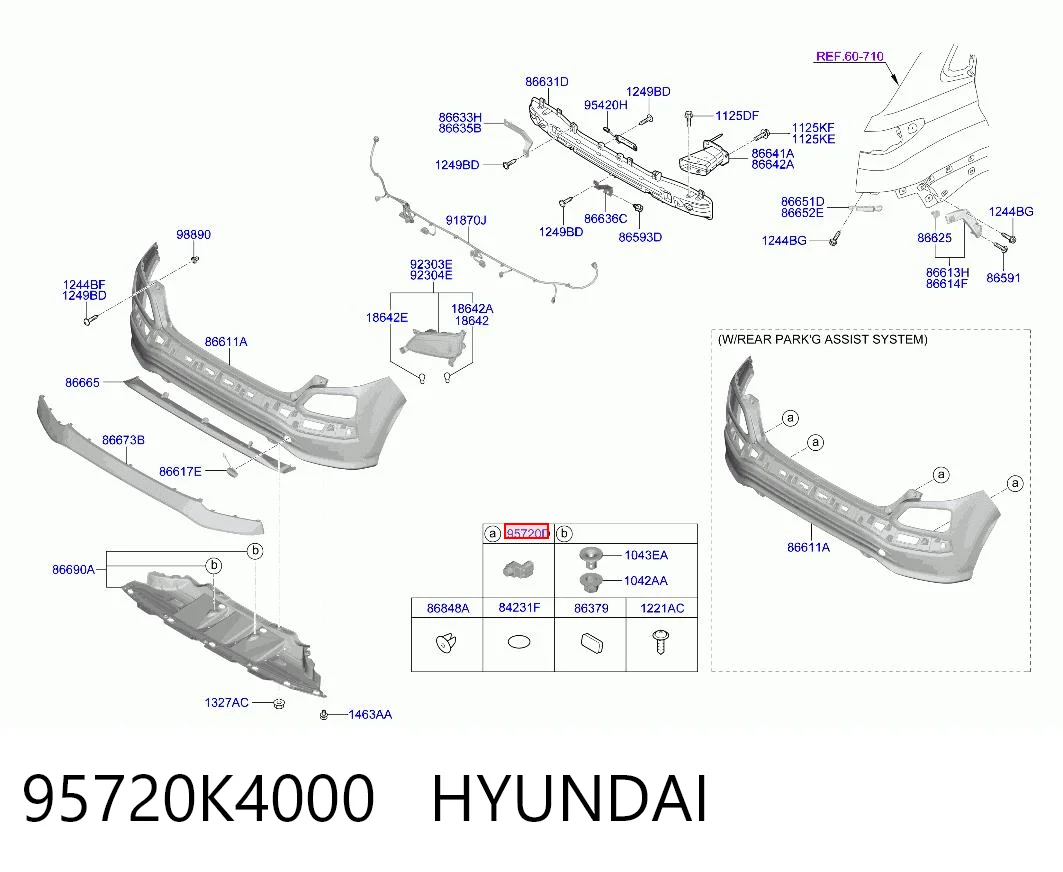 95720K4000 Hyundai/Kia Sensor traseiro de sinalização de estacionamento (sensor de estacionamento)