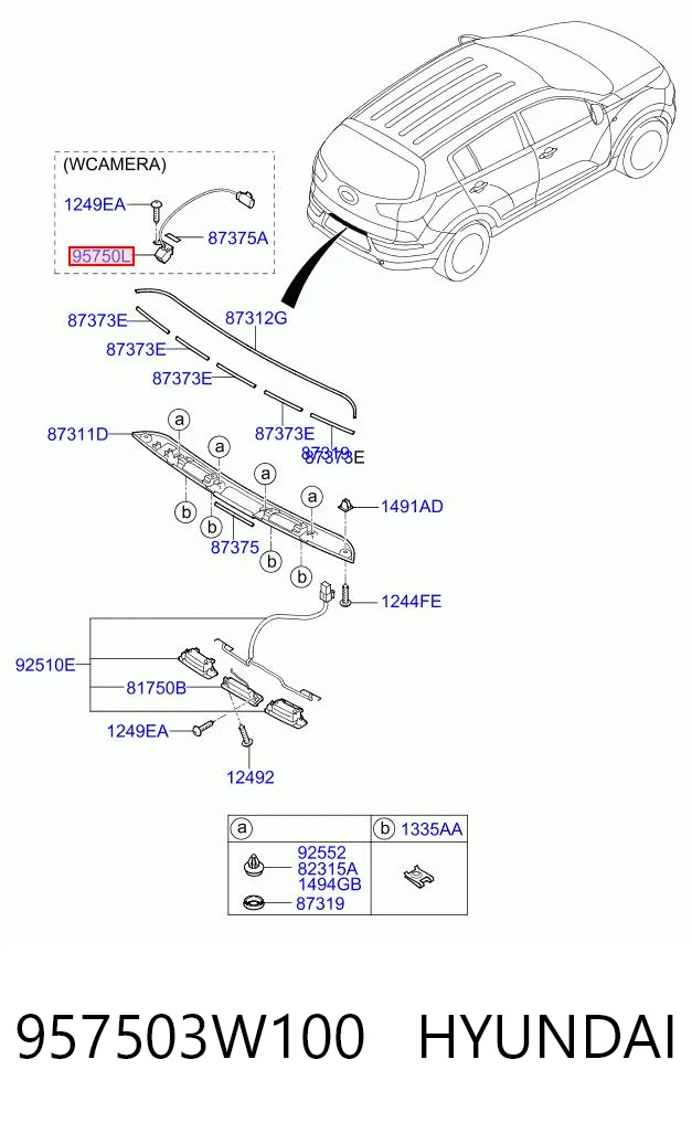 957503W100 Hyundai/Kia Câmara do sistema para asseguramento de visibilidade