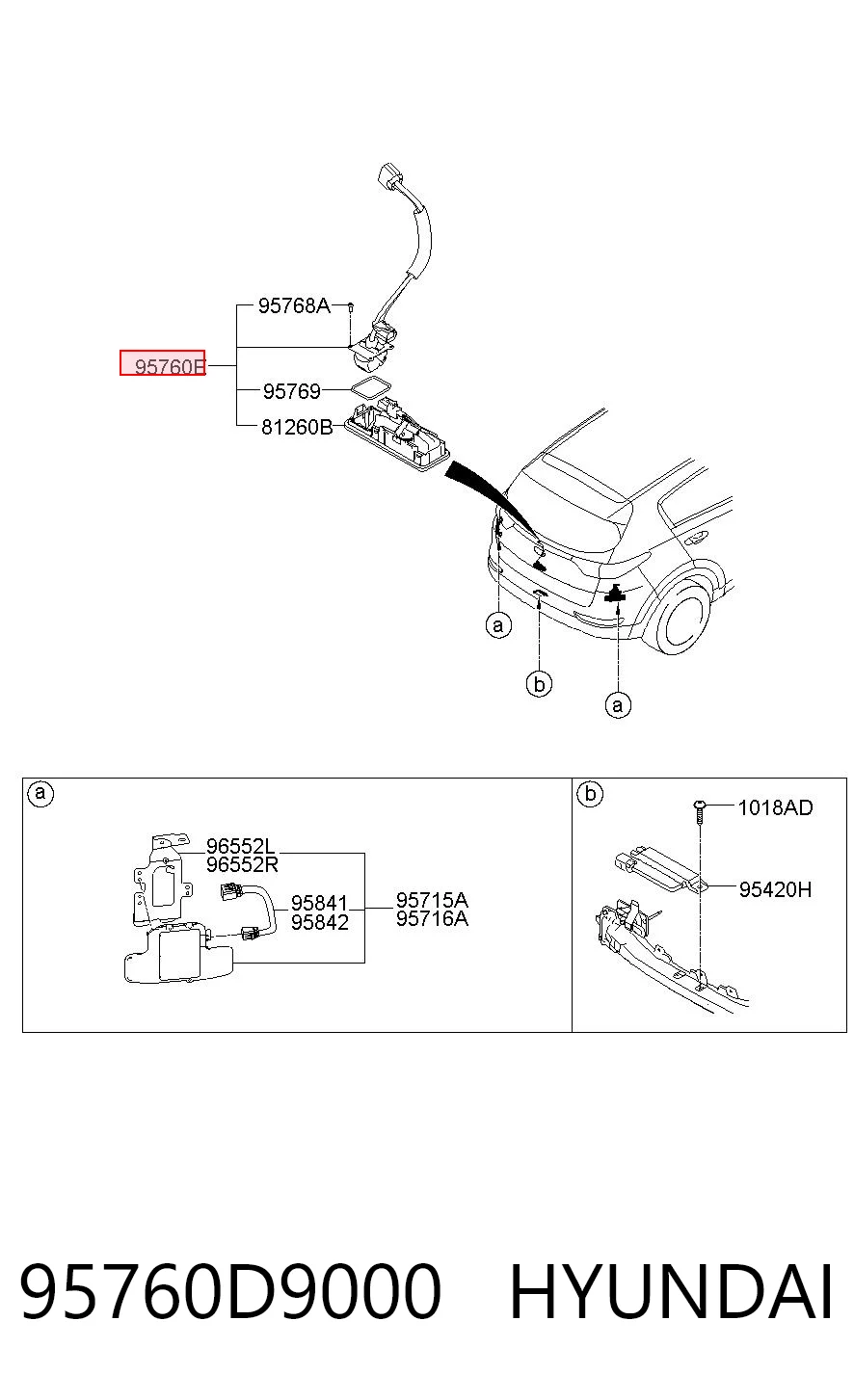 95760D9000 Hyundai/Kia Câmara do sistema para asseguramento de visibilidade