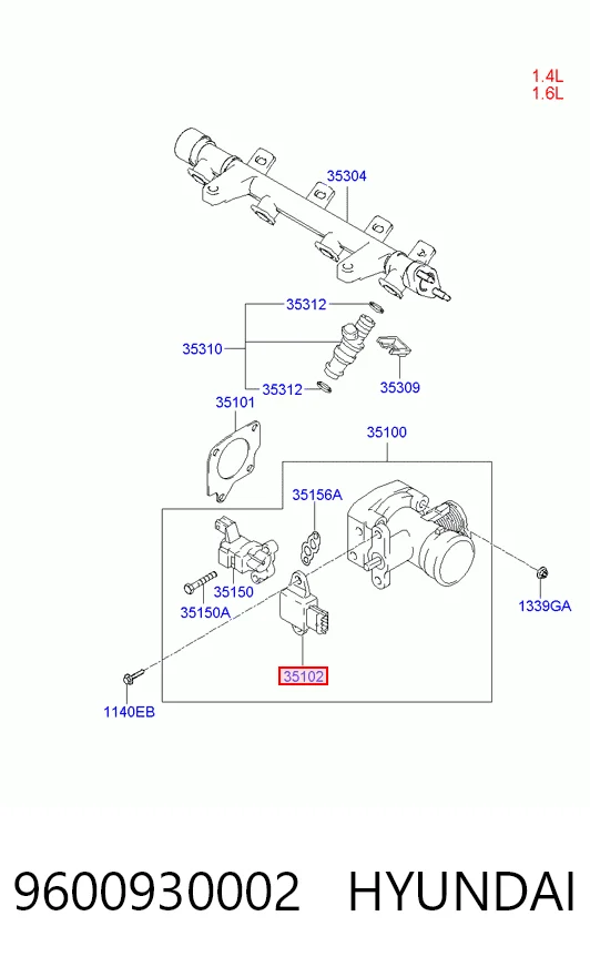9600930002 Hyundai/Kia Sensor de posição da válvula de borboleta (potenciômetro)