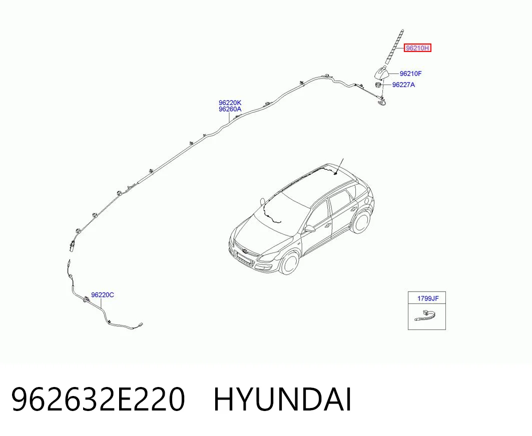962632E220 Hyundai/Kia Haste de antena