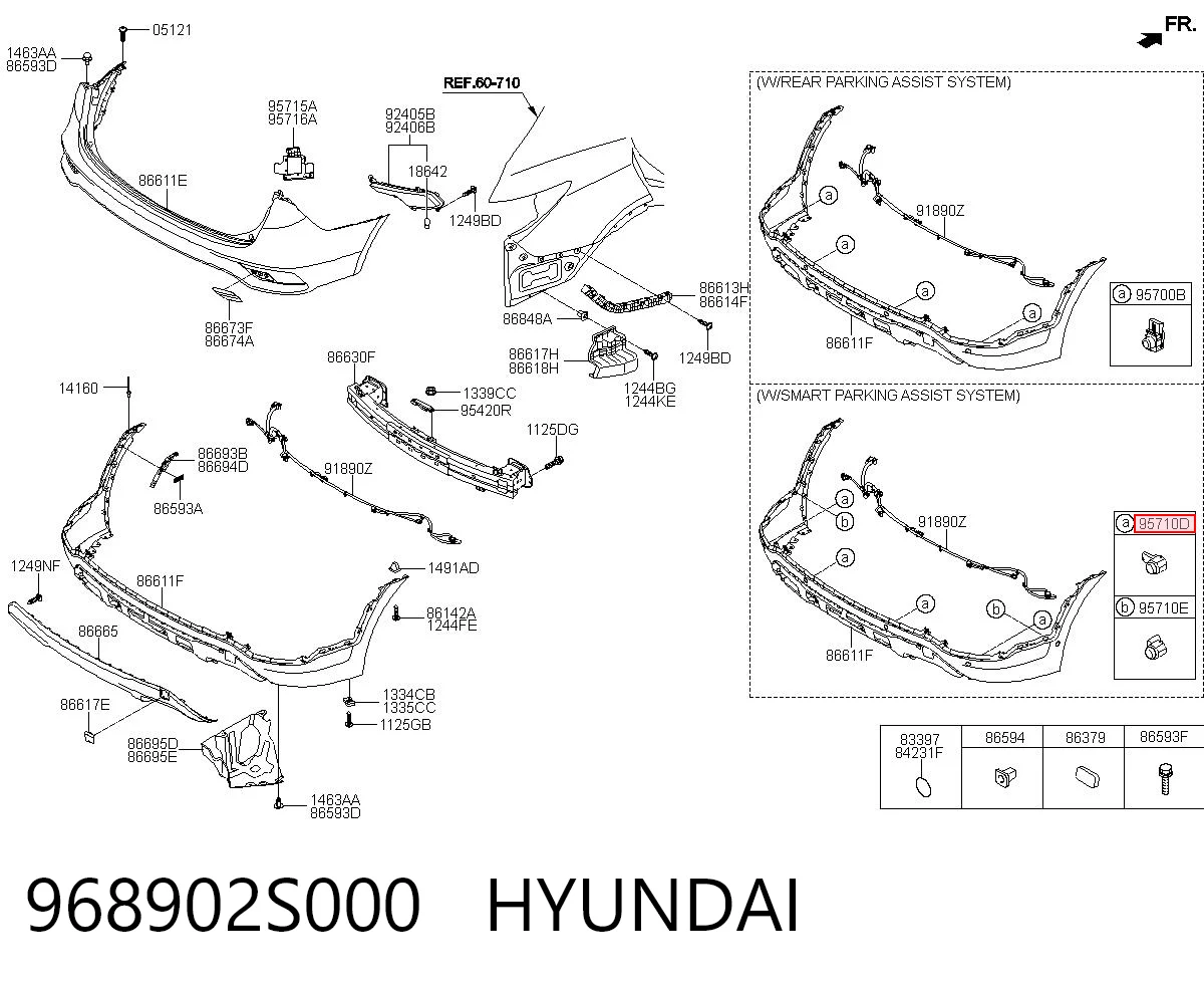 968902S000 Hyundai/Kia Sensor de sinalização de estacionamento (sensor de estacionamento) dianteiro/traseiro lateral