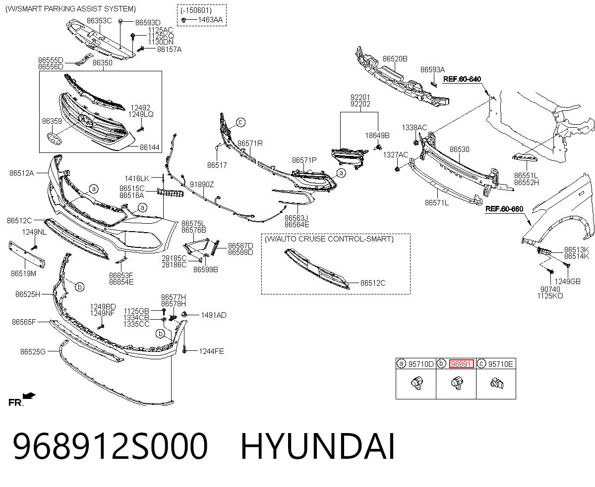 968912S000 Hyundai/Kia Sensor dianteiro de sinalização de estacionamento (sensor de estacionamento)