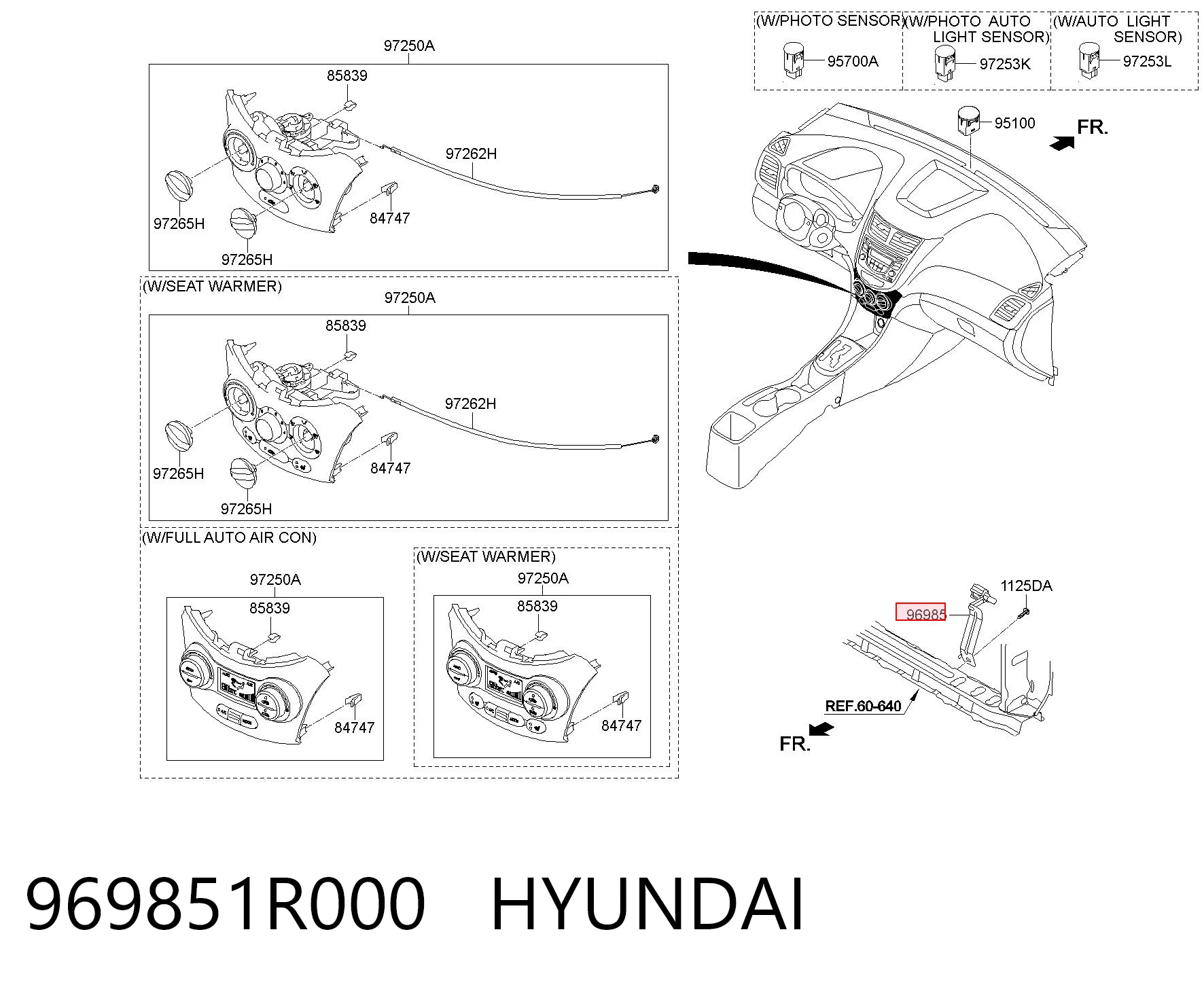 969851R000 Hyundai/Kia Sensor de temperatura do meio ambiente