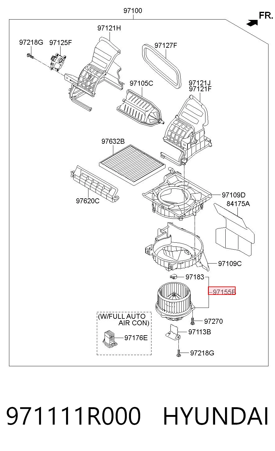 971111R000 Hyundai/Kia Motor de ventilador de forno (de aquecedor de salão)