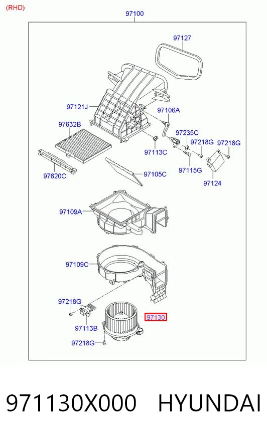 971130X000 Hyundai/Kia Motor de ventilador de forno (de aquecedor de salão)
