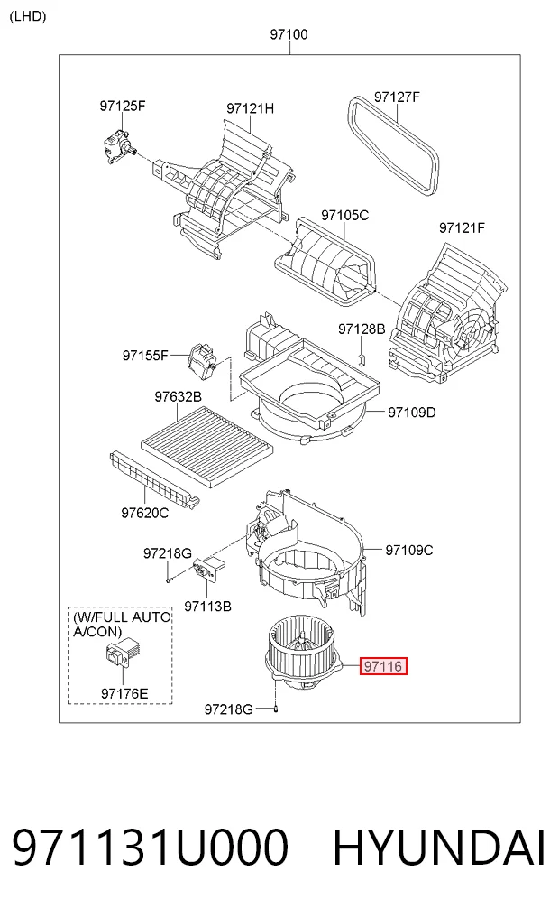 971131U000 Hyundai/Kia Motor de ventilador de forno (de aquecedor de salão)
