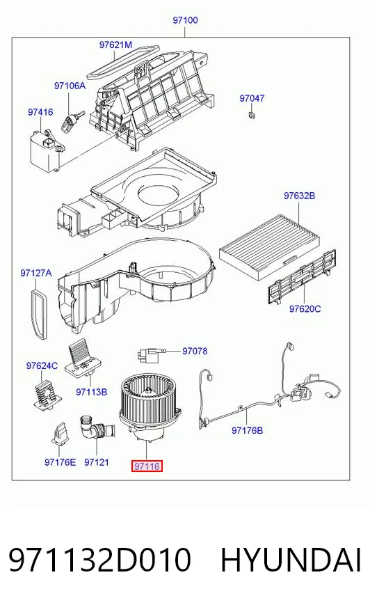 Motor de ventilador de forno (de aquecedor de salão) Hyundai Elantra III XD
