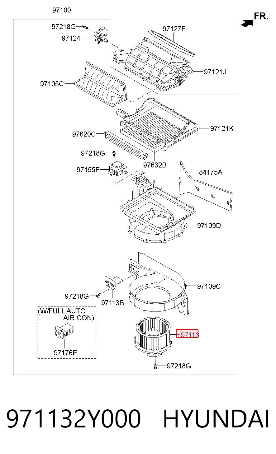 971132Y000 Hyundai/Kia Motor de ventilador de forno (de aquecedor de salão)