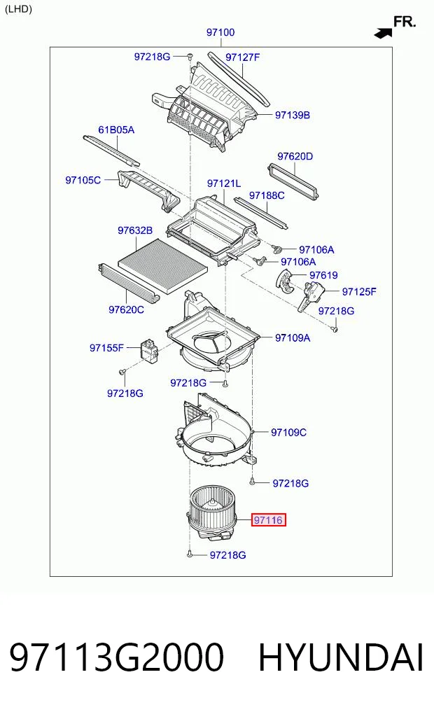 97113G2000 Hyundai/Kia Motor de ventilador de forno (de aquecedor de salão)