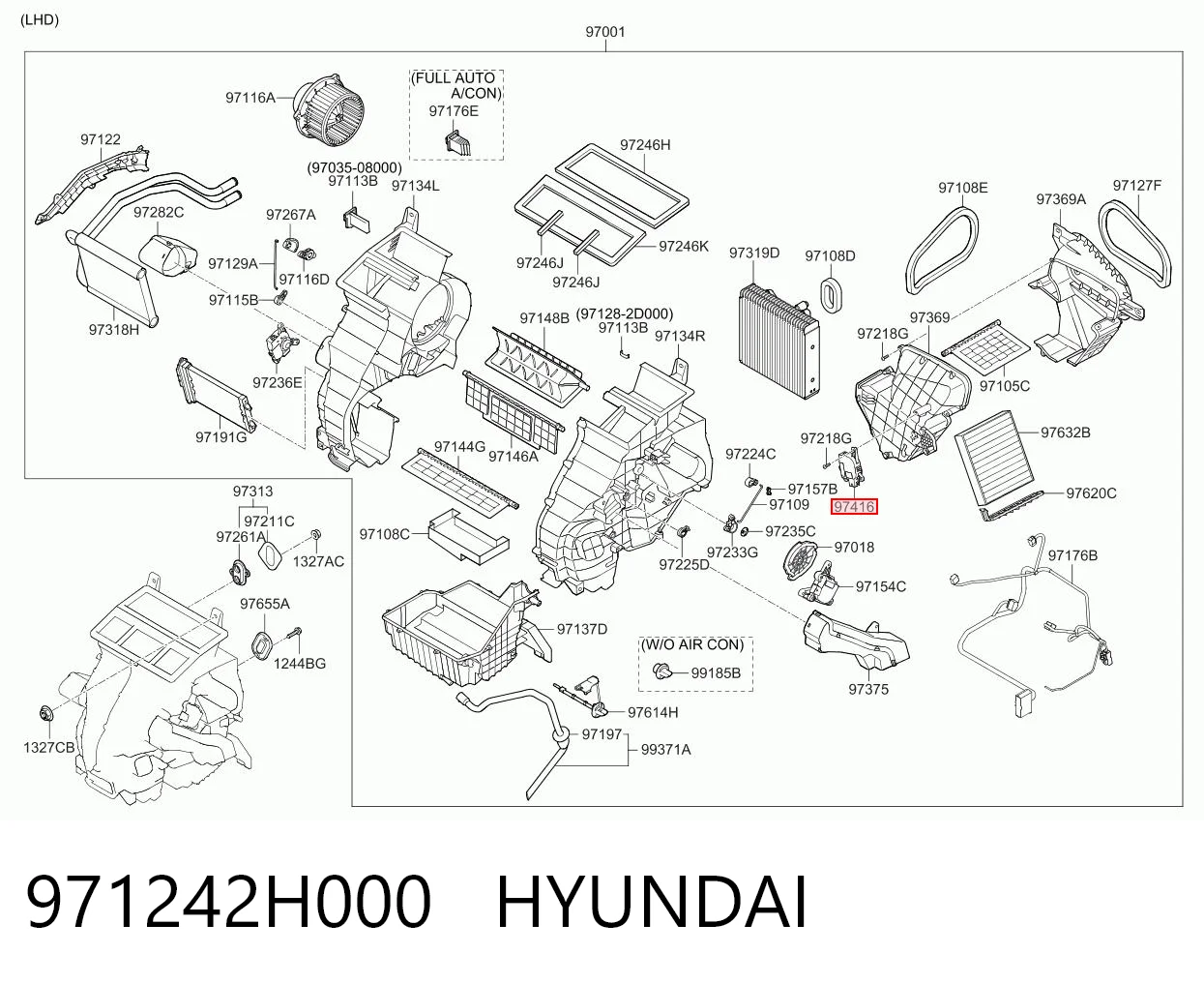 971242H000 Hyundai/Kia Acionamento de comporta de forno
