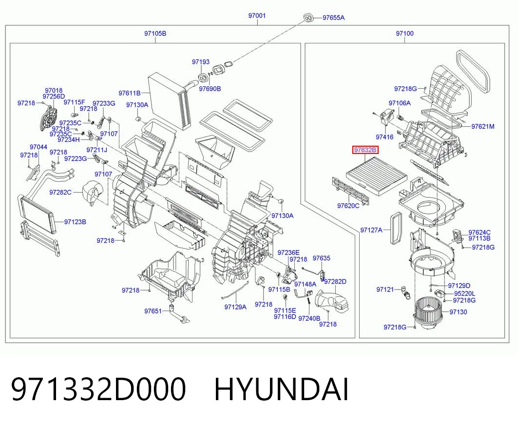 971332D000 Hyundai/Kia Filtro de salão