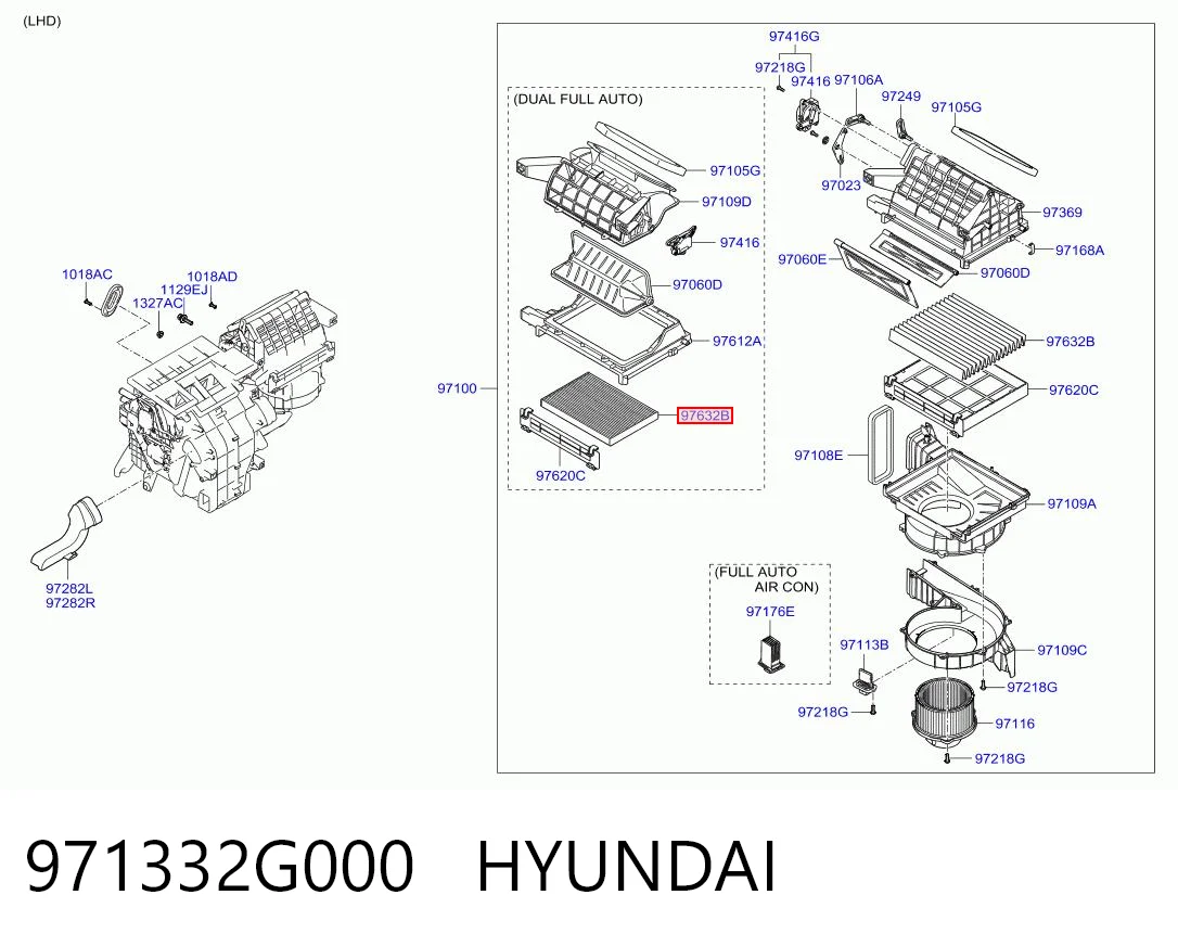 971332G000 Hyundai/Kia Filtro de salão