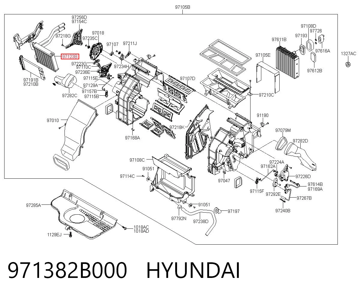 971382B000 Hyundai/Kia Radiador de forno (de aquecedor)