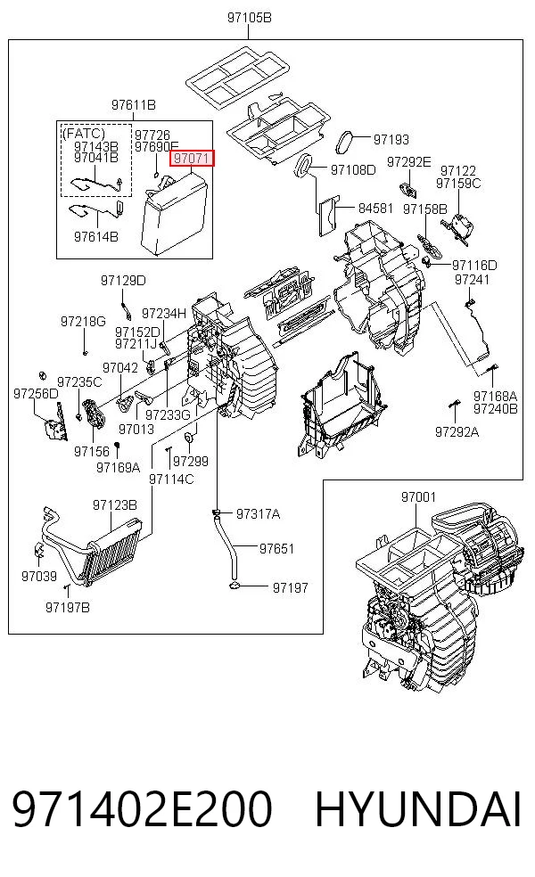 Vaporizador de aparelho de ar condicionado para Hyundai Tucson I JM
