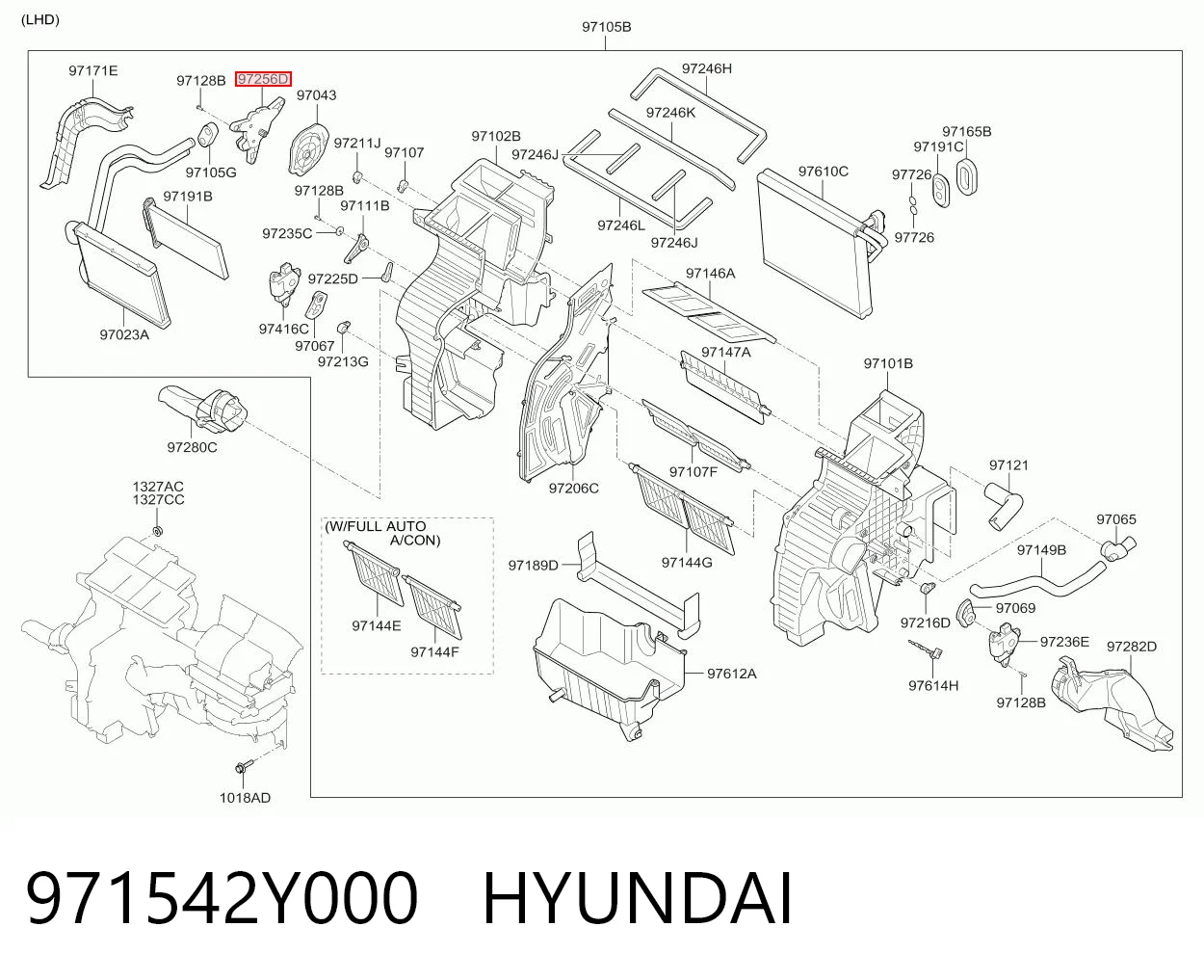 971542Y000 Hyundai/Kia Acionamento de comporta de forno