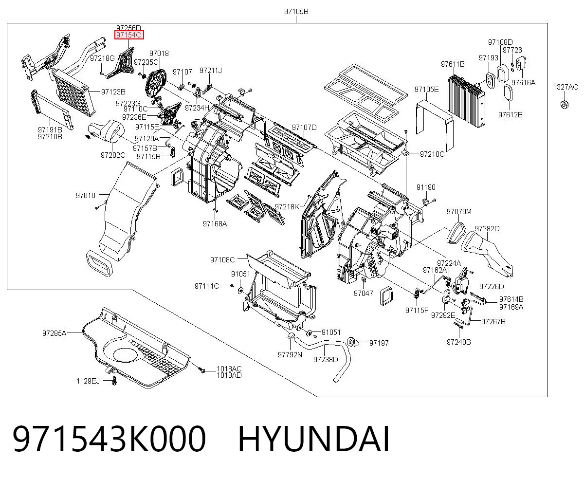 971543K000 Hyundai/Kia Acionamento de comporta de forno