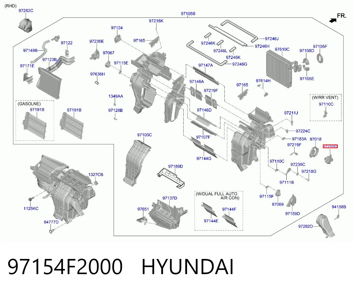 97154F2000 Hyundai/Kia Acionamento de comporta de forno