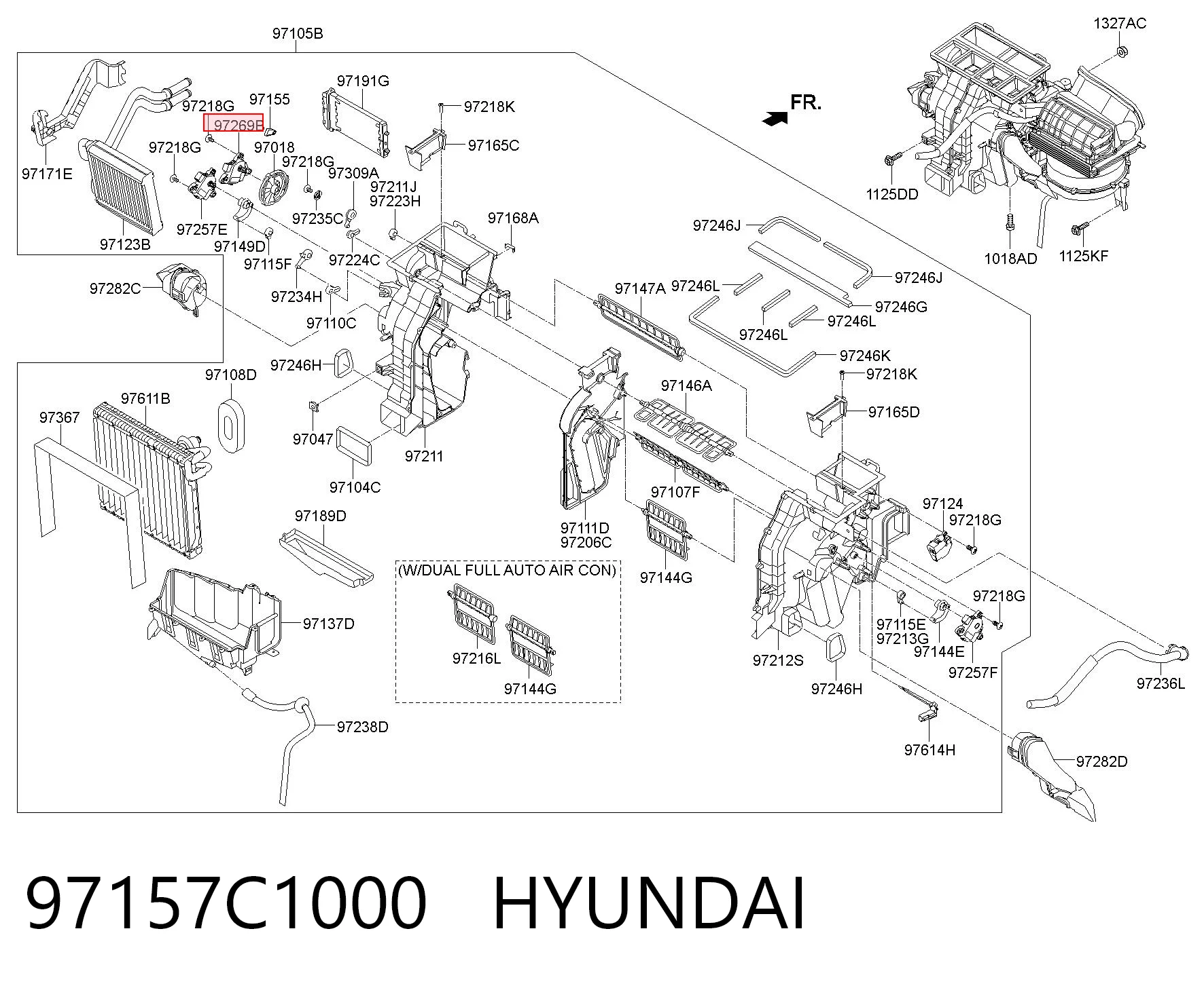 97157C1000 Hyundai/Kia Acionamento de comporta de forno