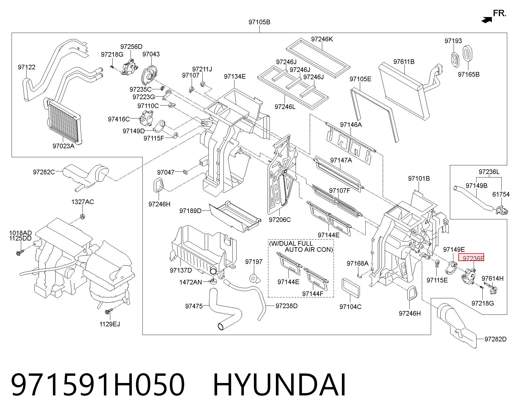 971591H050 Hyundai/Kia Acionamento de comporta de forno