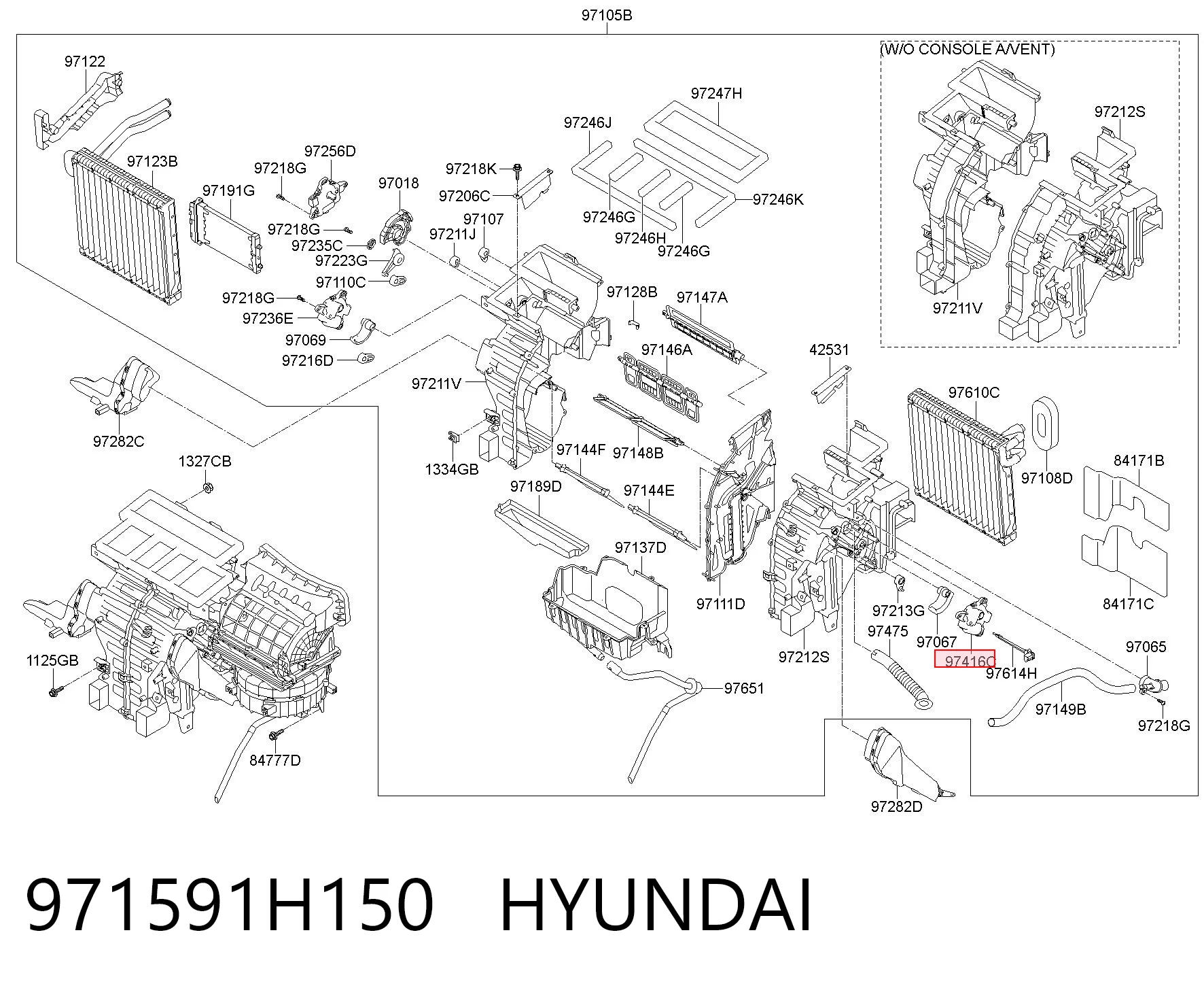 971591H150 Hyundai/Kia Acionamento de comporta de forno