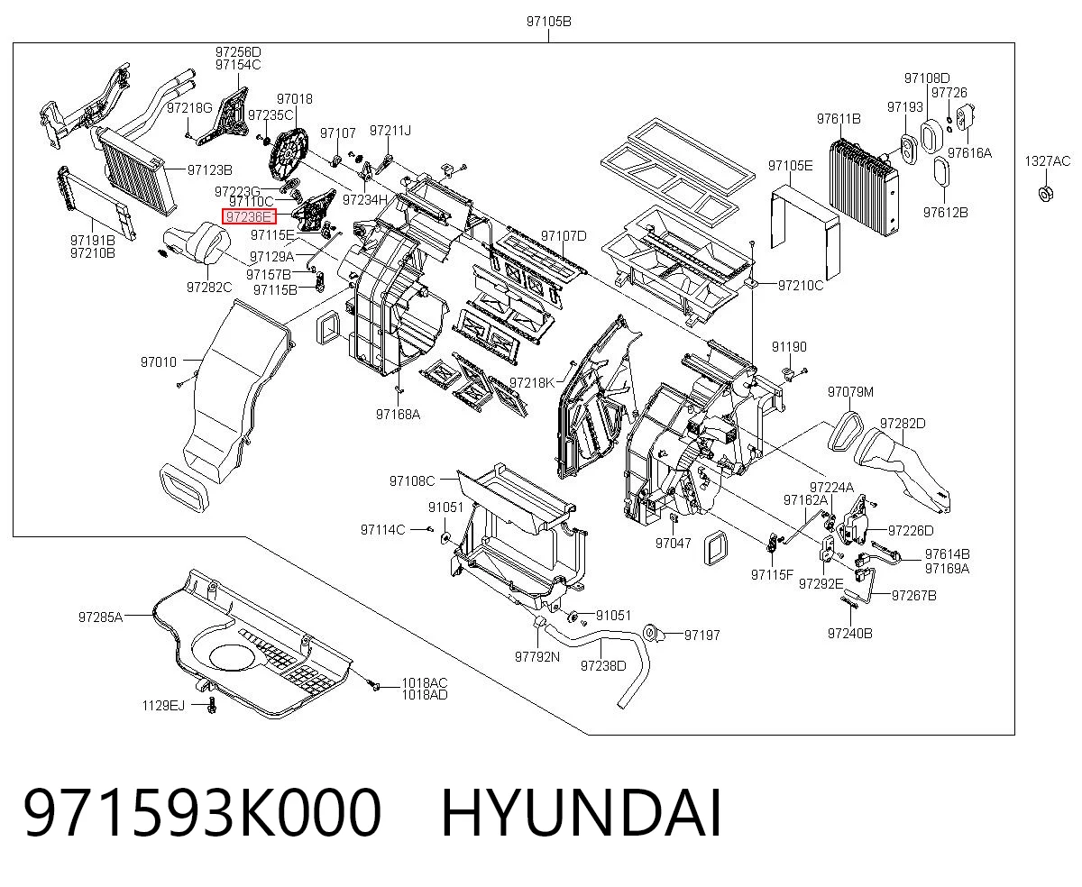 971593K000 Hyundai/Kia Acionamento de comporta de forno