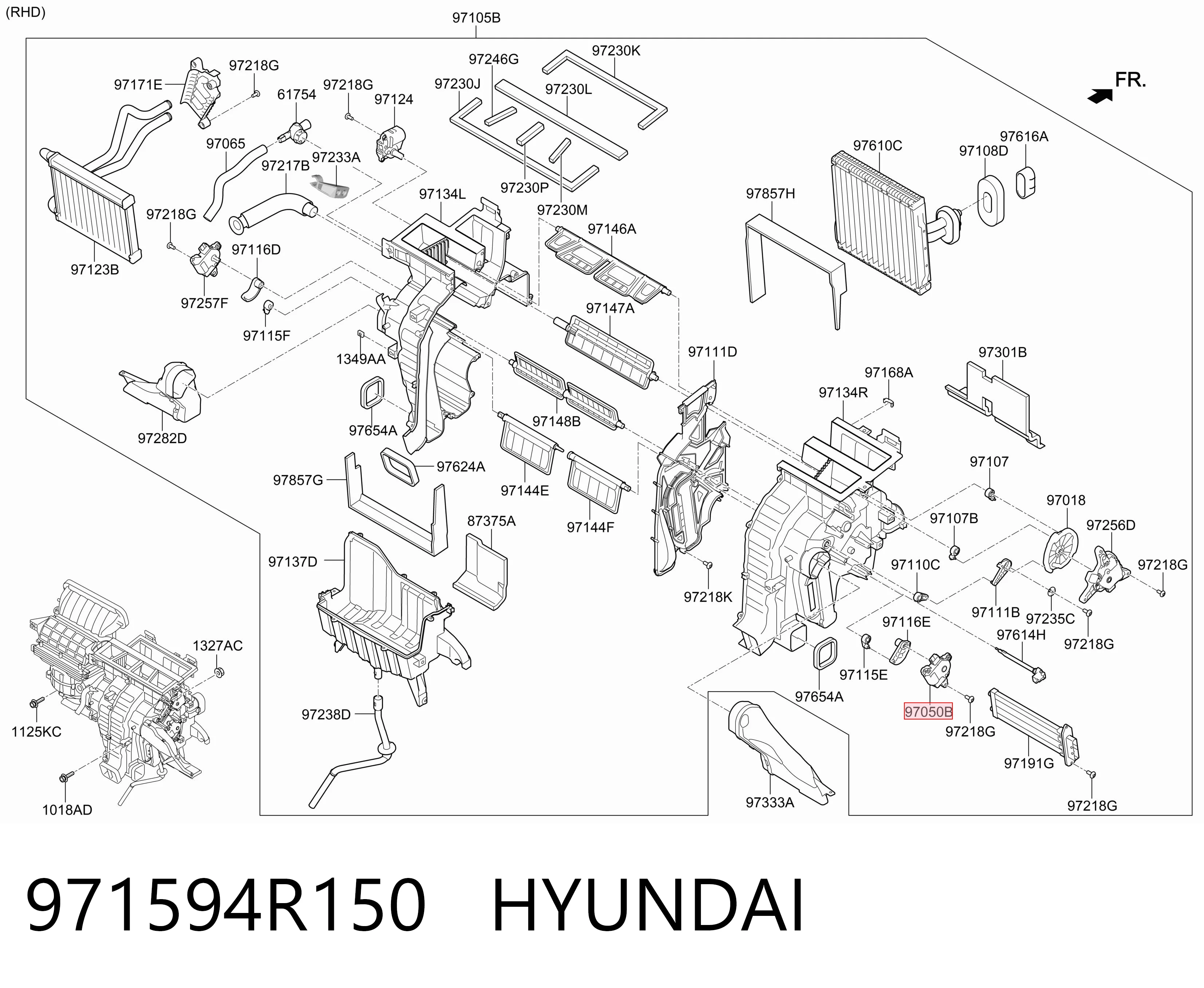 971594R150 Hyundai/Kia Acionamento de comporta de forno