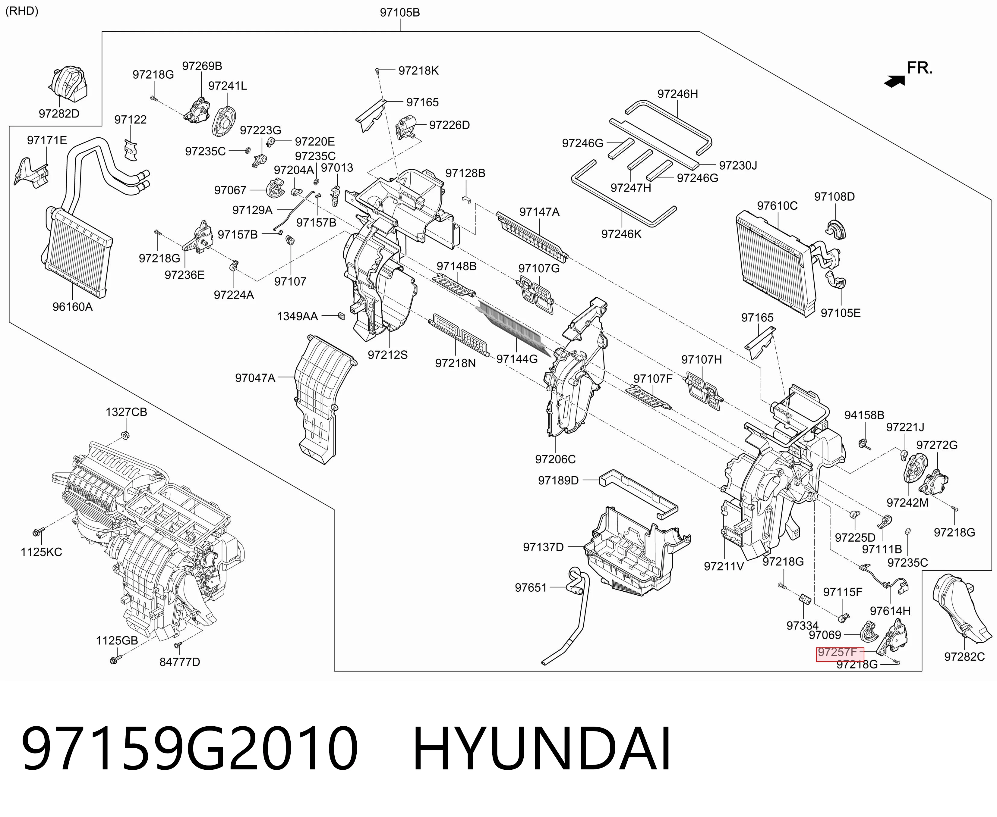 97159G2010 Hyundai/Kia Acionamento de comporta de forno