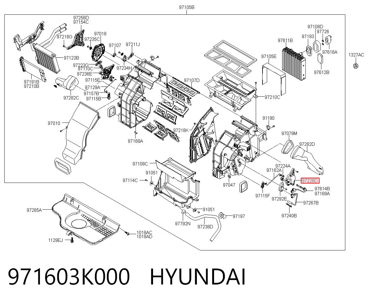 971603K000 Hyundai/Kia Acionamento de comporta de forno