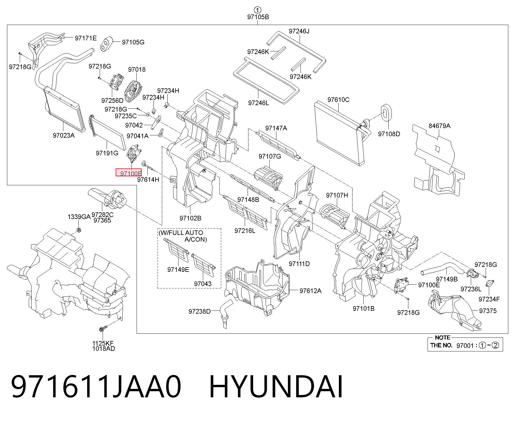 971611JAA0 Hyundai/Kia Acionamento de comporta de forno