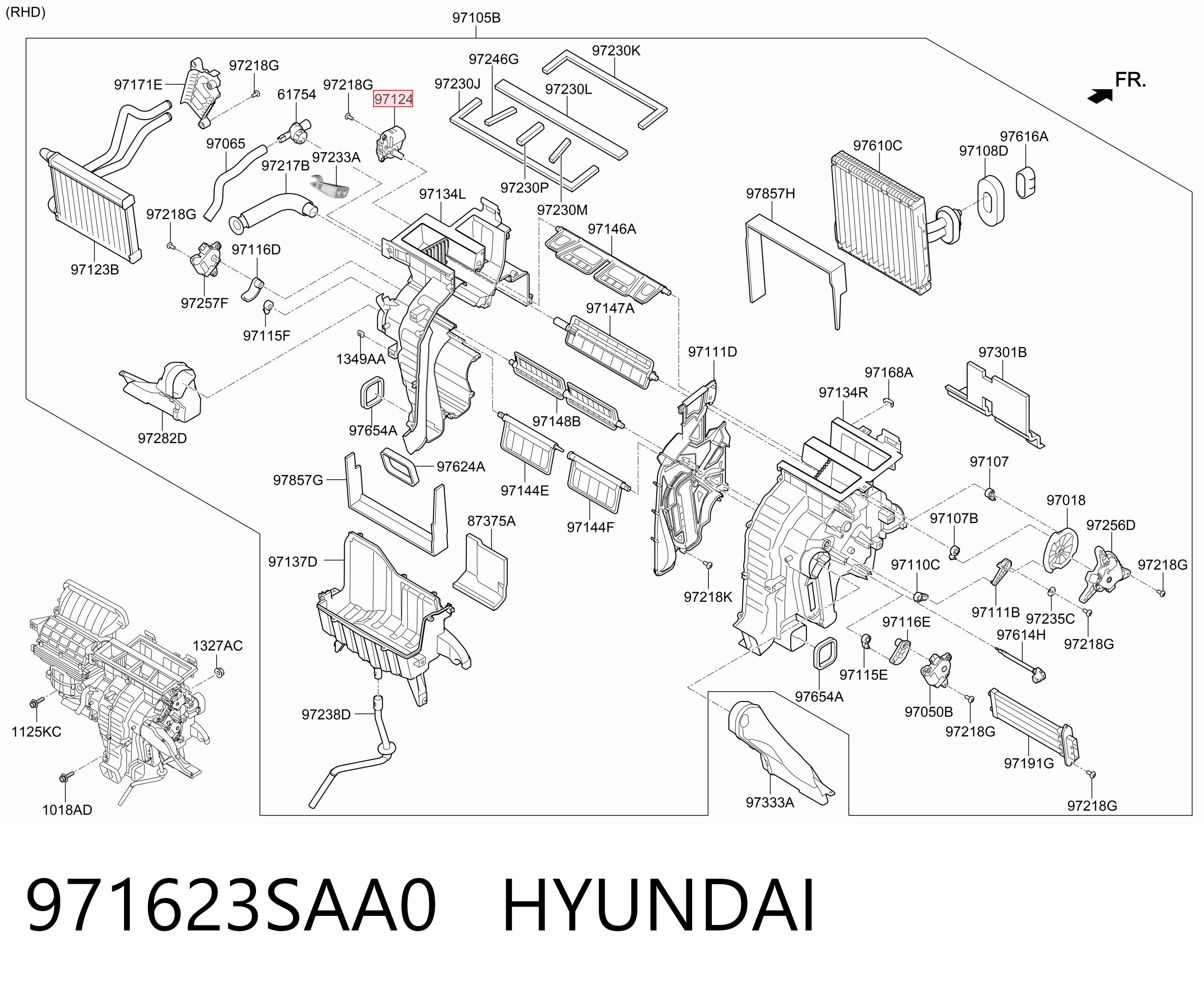 971623SAA0 Hyundai/Kia Acionamento de comporta de forno