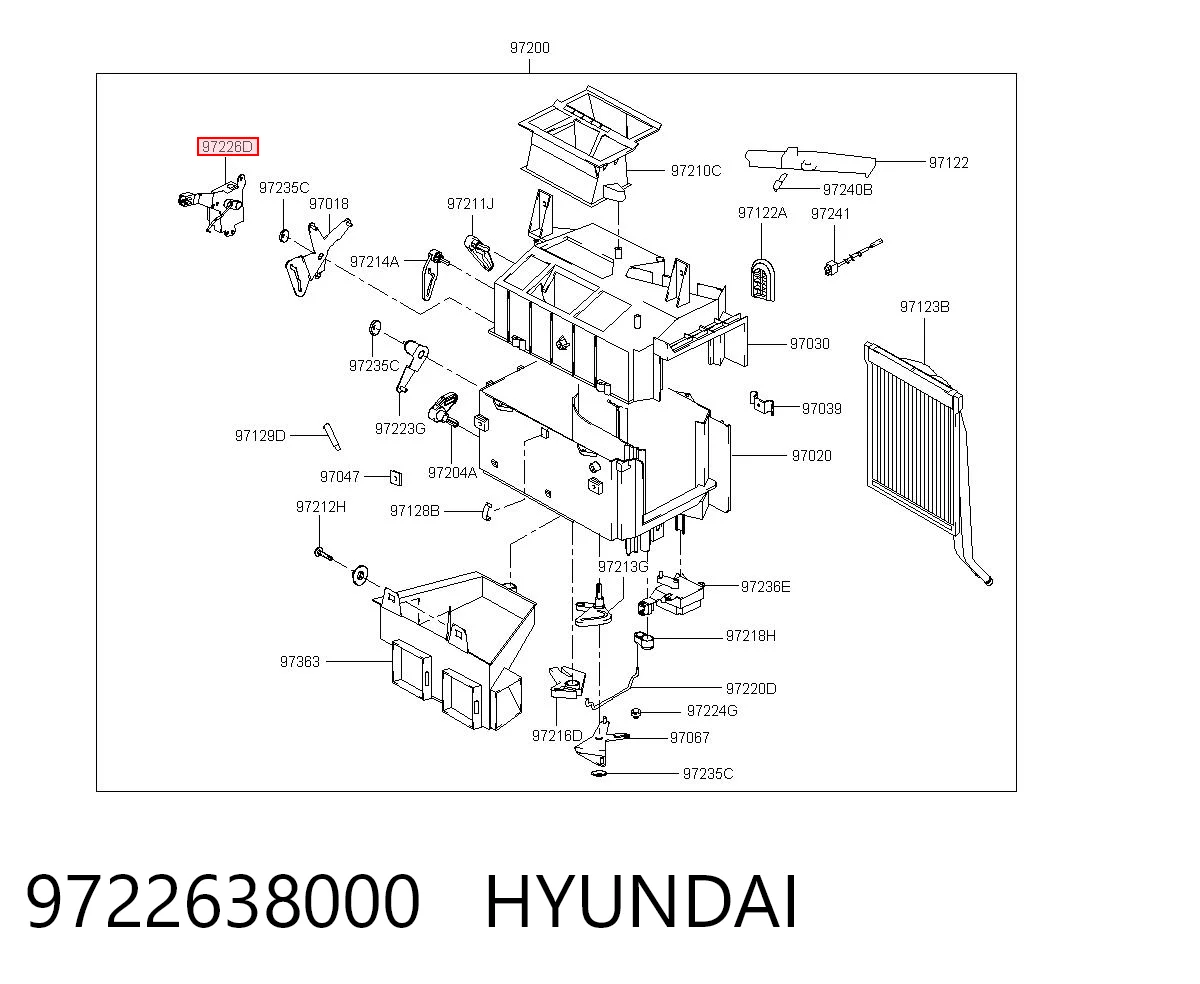  Acionamento de comporta de forno Hyundai Santa Fe I SUV (SM) (2000 - 2006) I