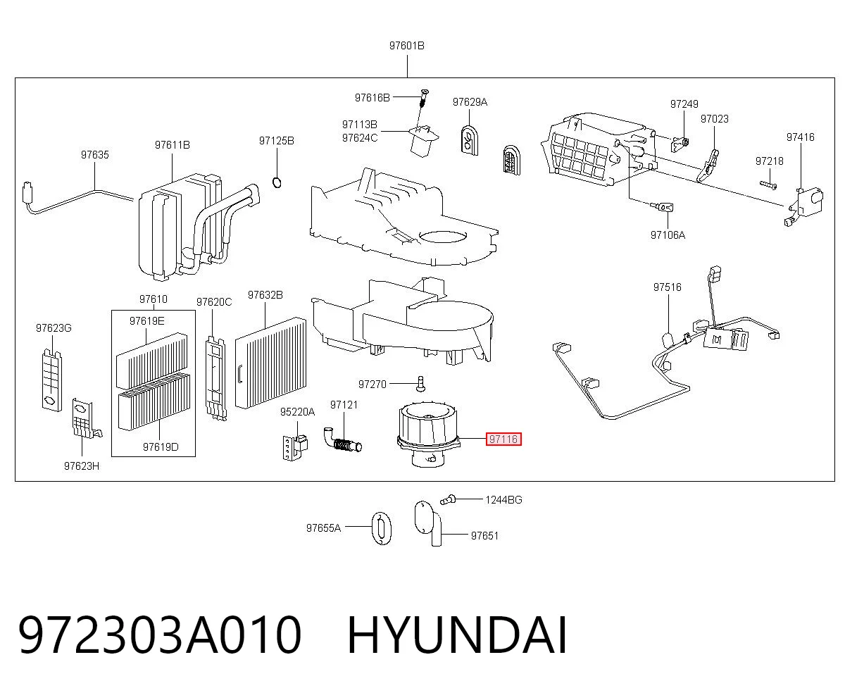 972303A010 Hyundai/Kia Motor de ventilador de forno (de aquecedor de salão)