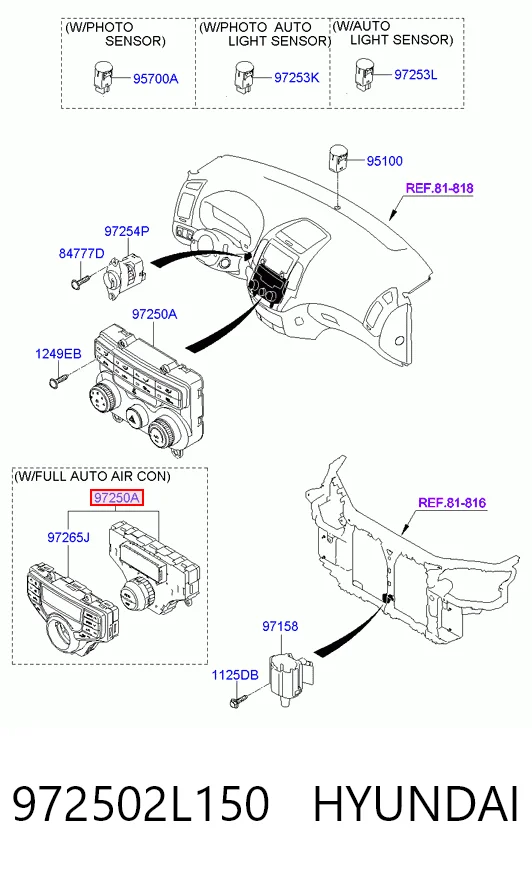 Unidade de controlo dos modos de aquecimento/condicionamento para Hyundai I30  FD
