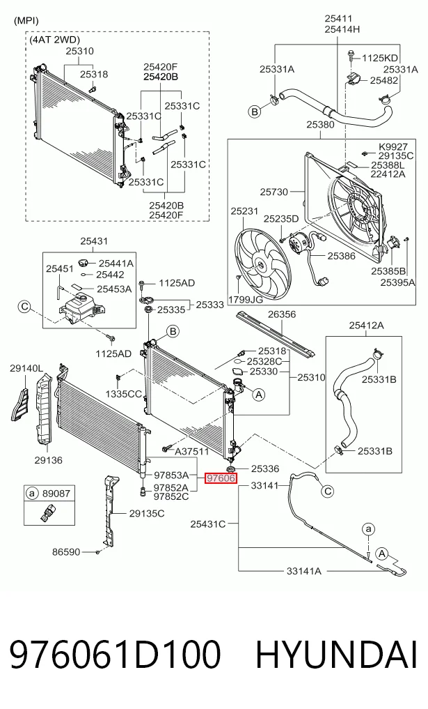Radiador de aparelho de ar condicionado para KIA Carens FG