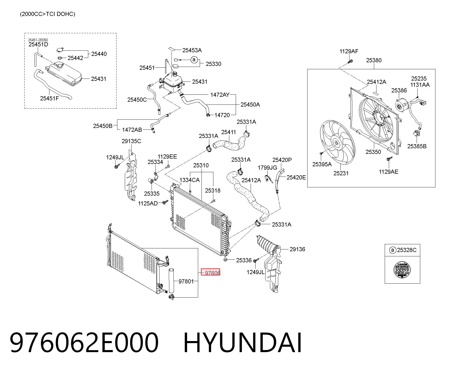 976062E000 Hyundai/Kia Radiador de aparelho de ar condicionado