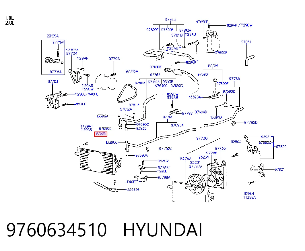 Radiador de aparelho de ar condicionado para Hyundai Sonata III 