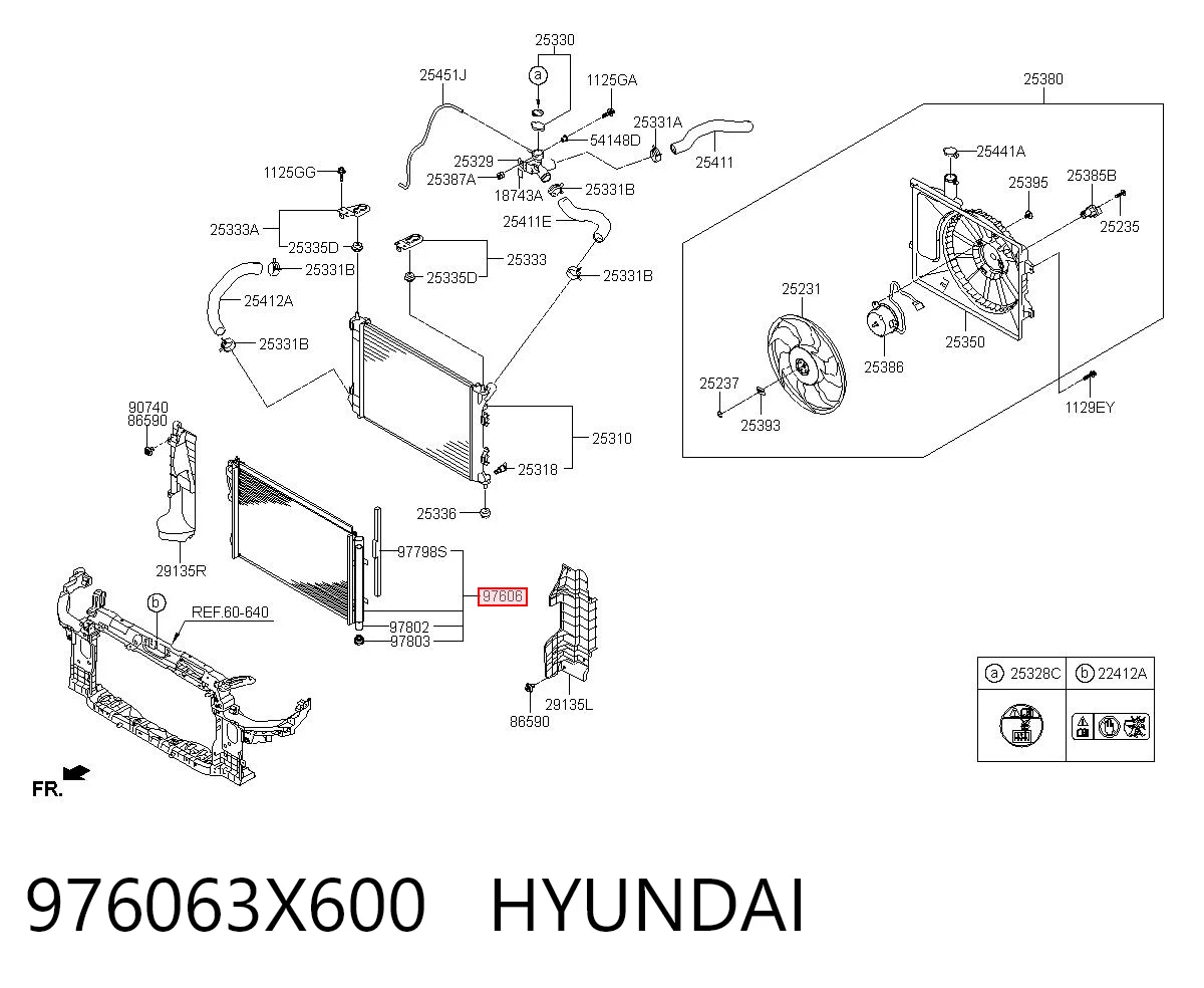 976063X600 Hyundai/Kia Radiador de aparelho de ar condicionado