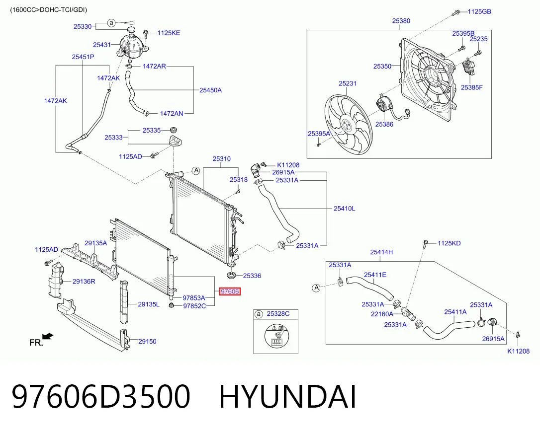 97606D3500 Hyundai/Kia Radiador de aparelho de ar condicionado