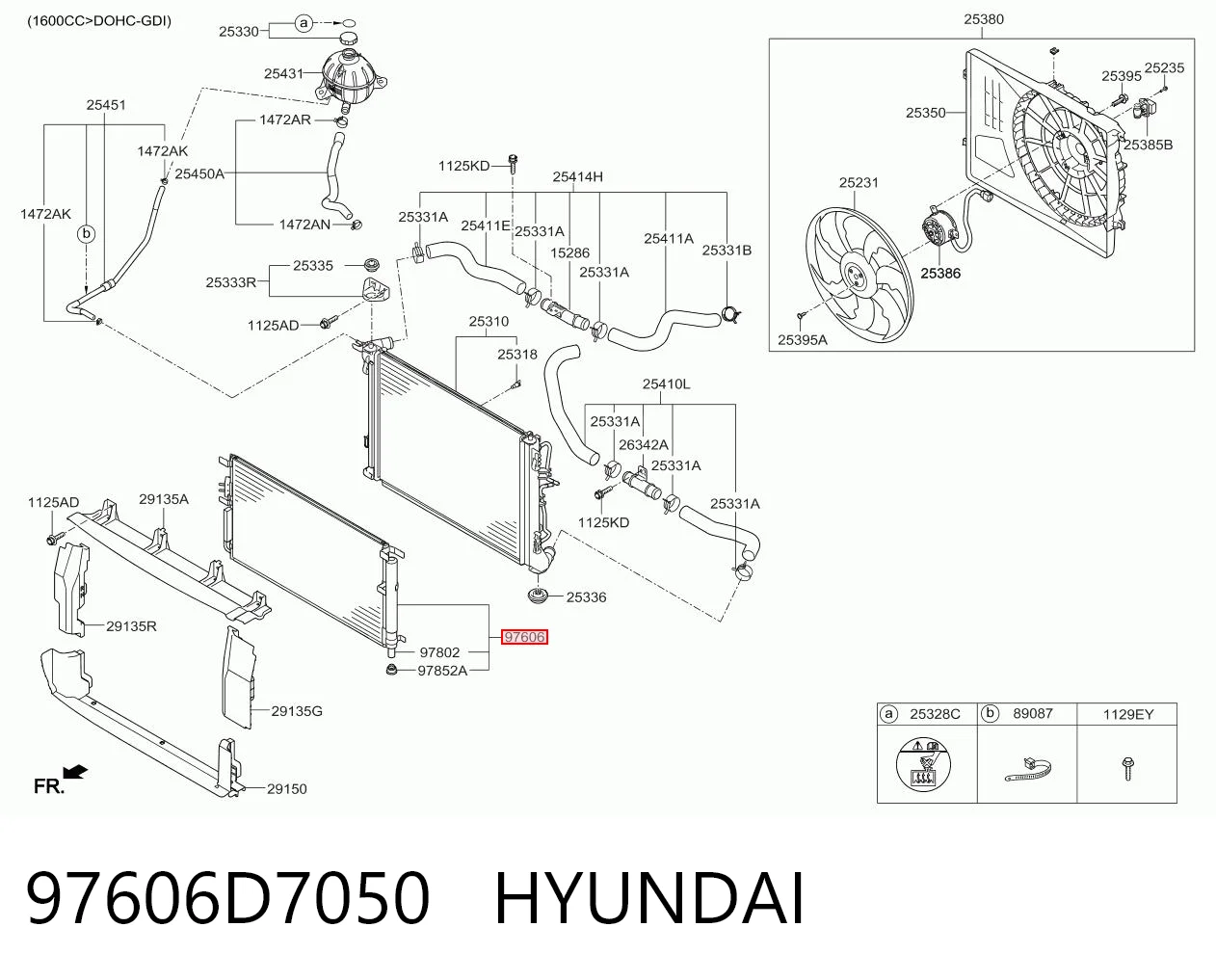 97606D7050 Hyundai/Kia Radiador de aparelho de ar condicionado